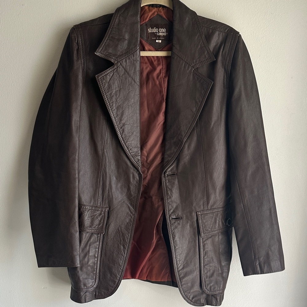 Vintage Studio One by Campus Dark Brown Leather Jacket size 38